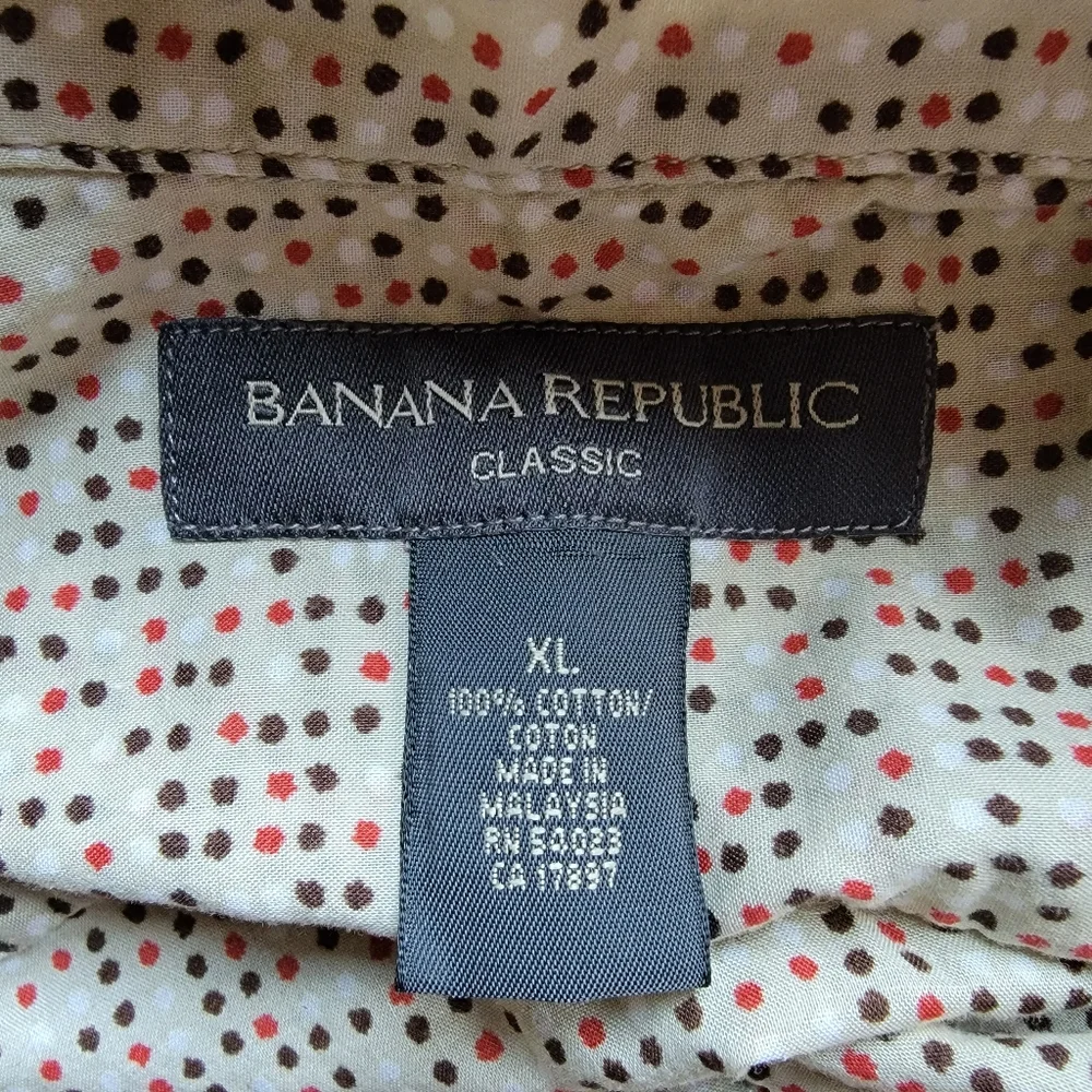 BANANA REPUBLIC | Men's collared short sleeve button-down shirt XLARGE
